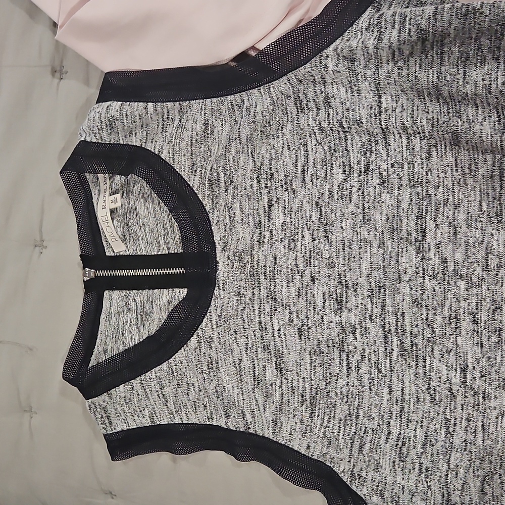 RACHEL Rachel Roy Black and Gray Knit Tank Top